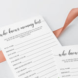 Who knows mommy the best baby shower games printable by LittleSizzle