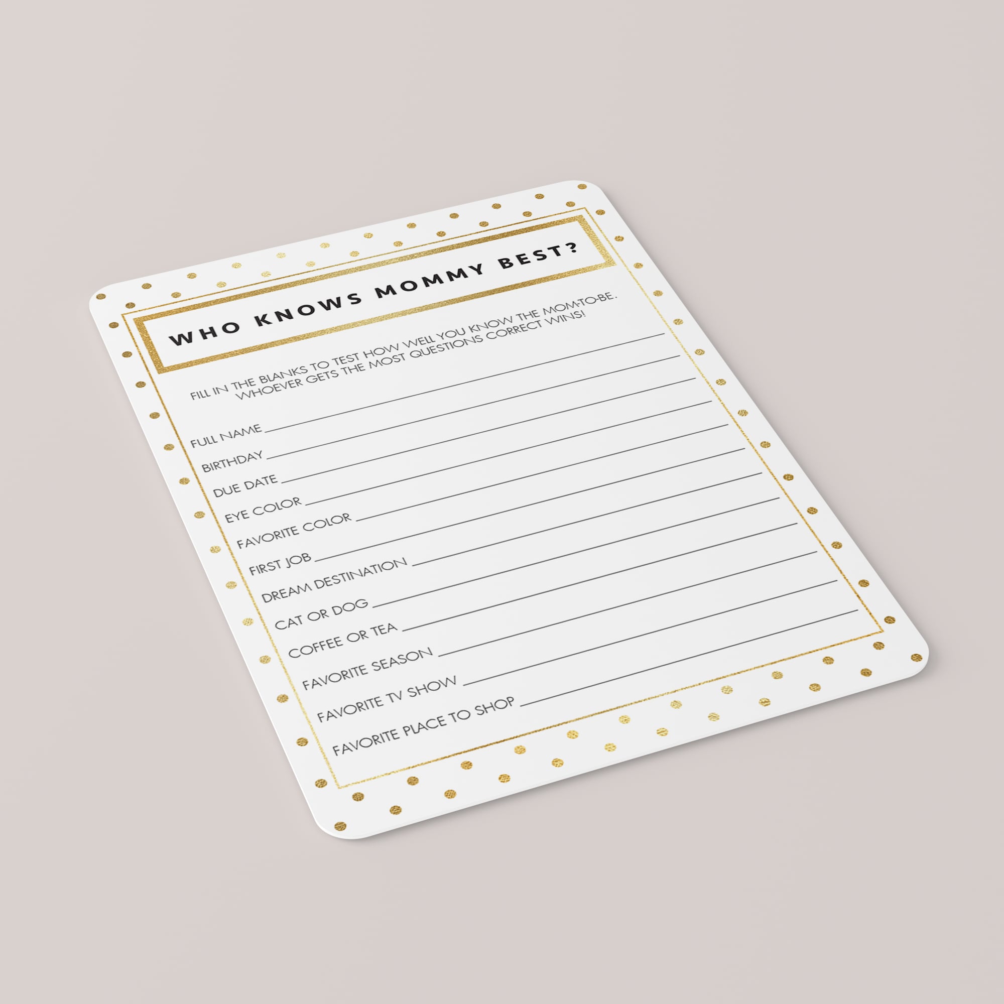 Modern shower games printables by LittleSizzle