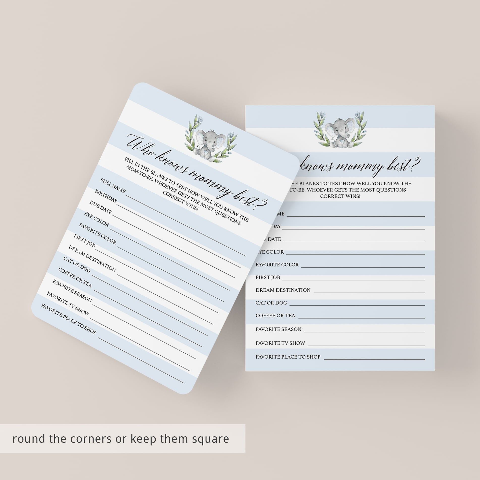 Mommy trivia game printable by LittleSizzle