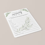 Greenery Baby Shower Games Package with 8 Popular Games