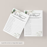 Greenery Birthday Trivia Quiz Printable