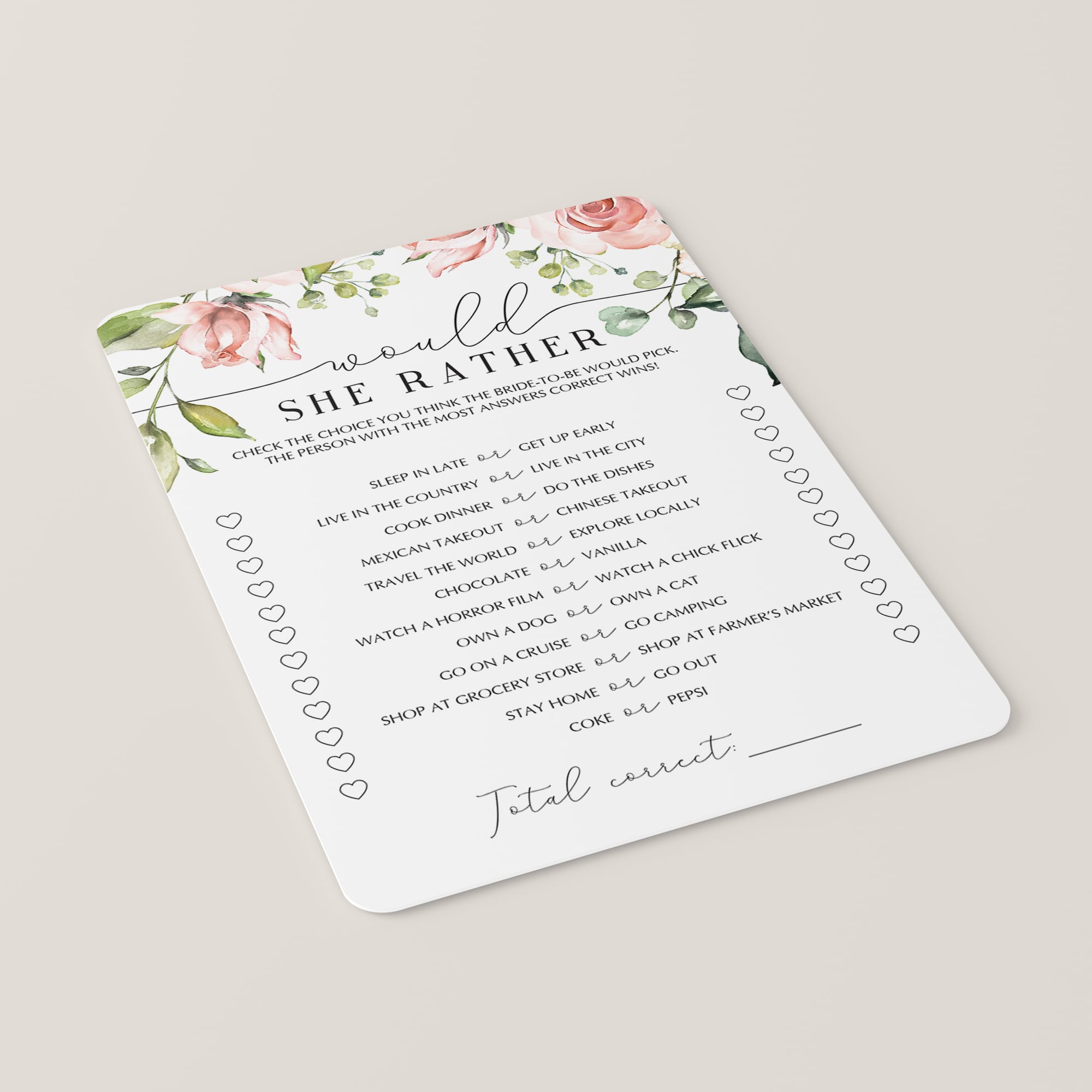 popular bridal shower game would she rather printable by LittleSizzle