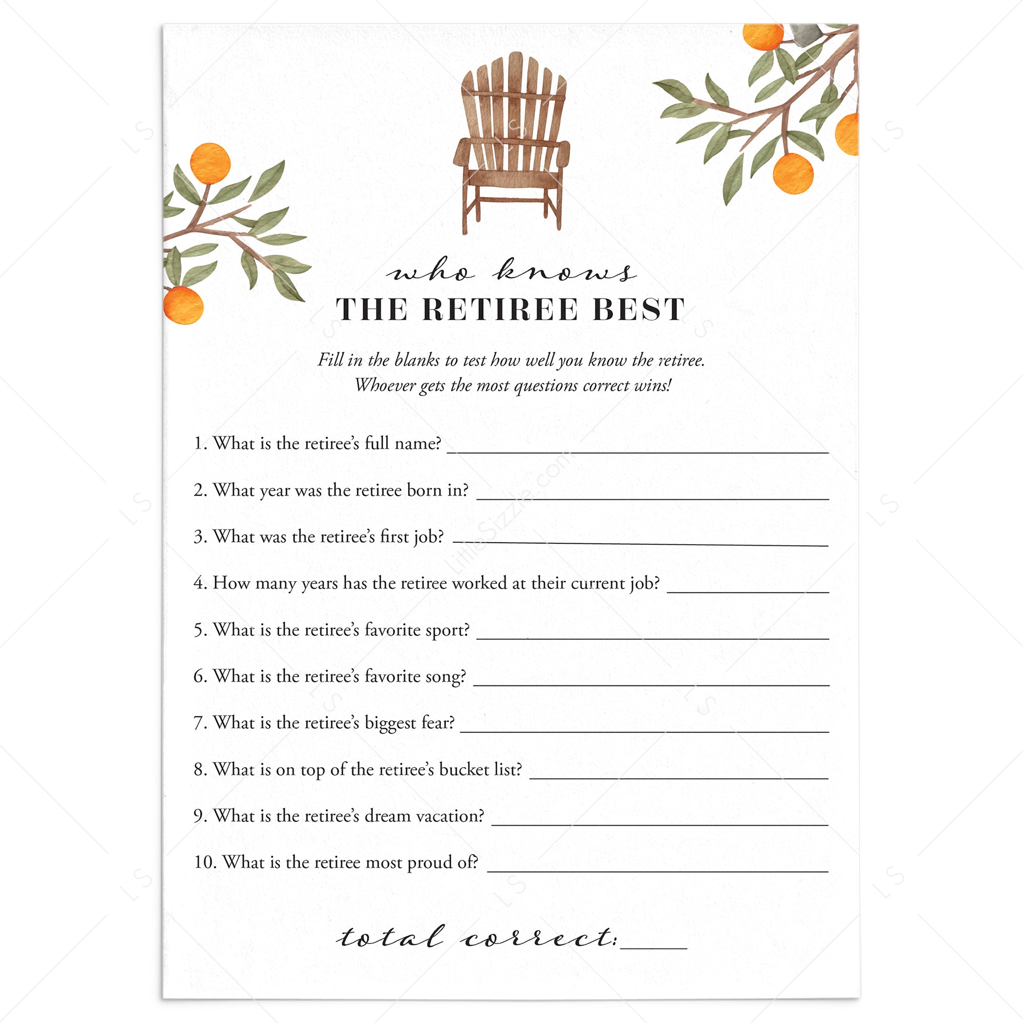 Retirement Party Game Who Knows The Retiree Best by LittleSizzle