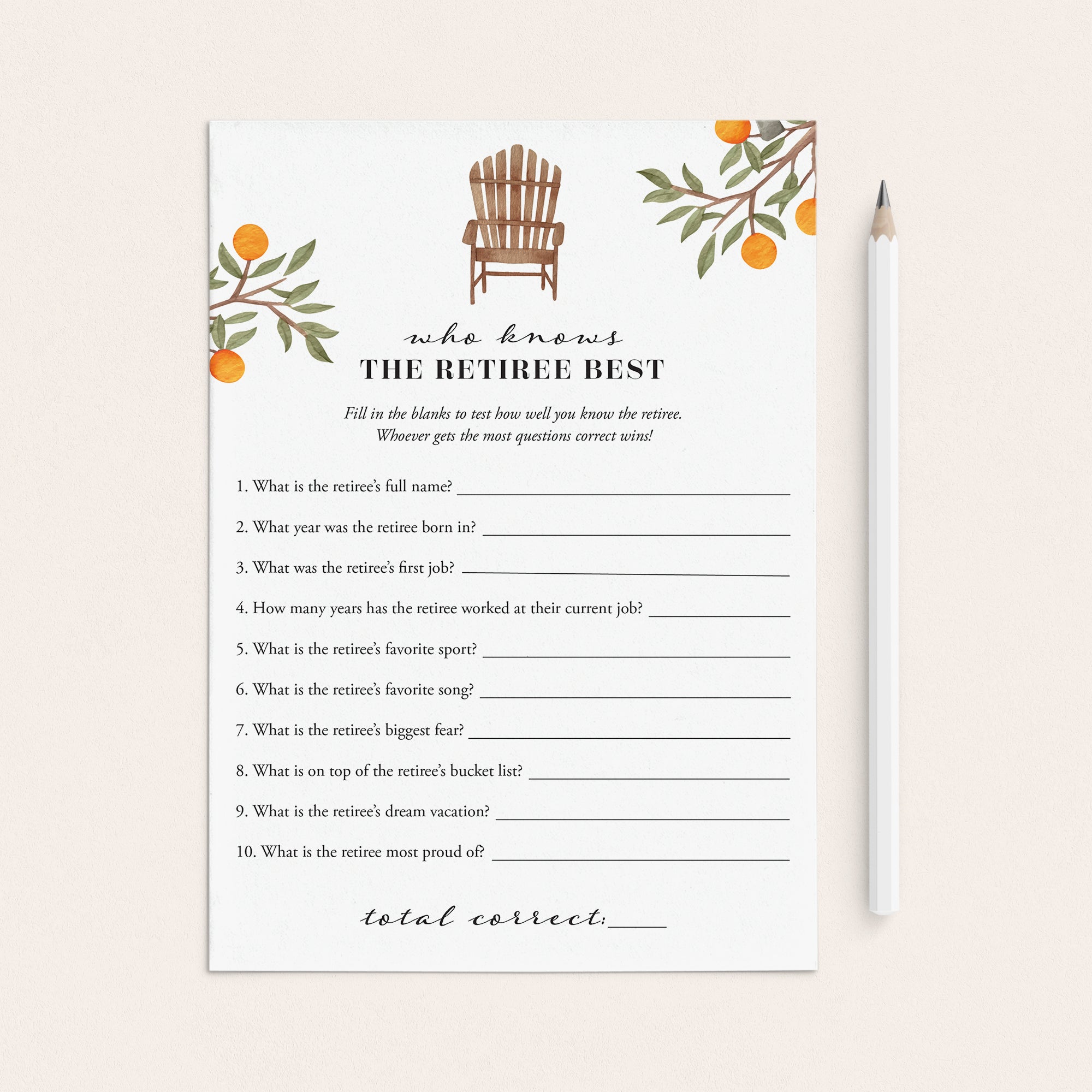 Retirement Party Game Who Knows The Retiree Best by LittleSizzle