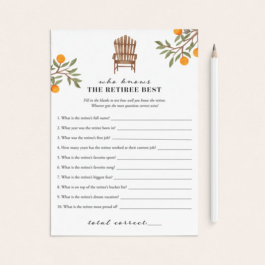 Retirement Party Game Who Knows The Retiree Best by LittleSizzle