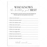 Printable Who Knows The Birthday Girl Best Quiz by LittleSizzle