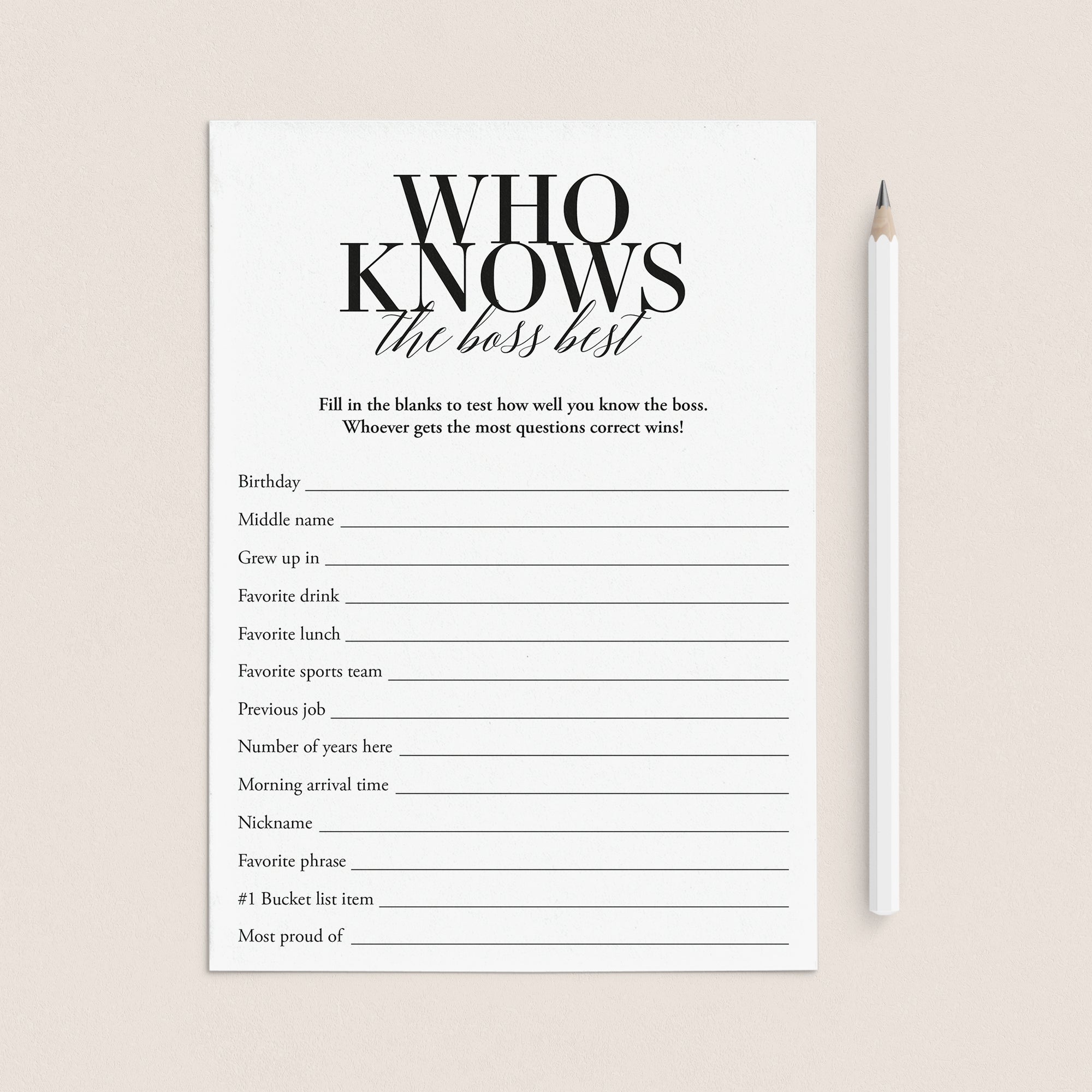 Who Knows The Boss Best Game Printable by LittleSizzle