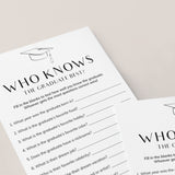 Printable Who Knows The Graduate Best Graduation Party Game