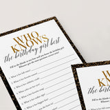 Black and Gold Birthday Party Games for Her Printable
