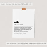 Wife Definition Print Digital Download