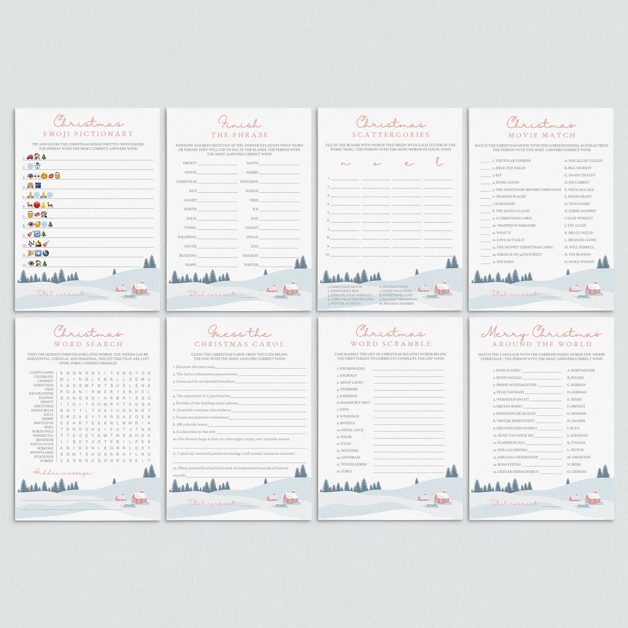 8 Christmas Party Games Printable by LittleSizzle