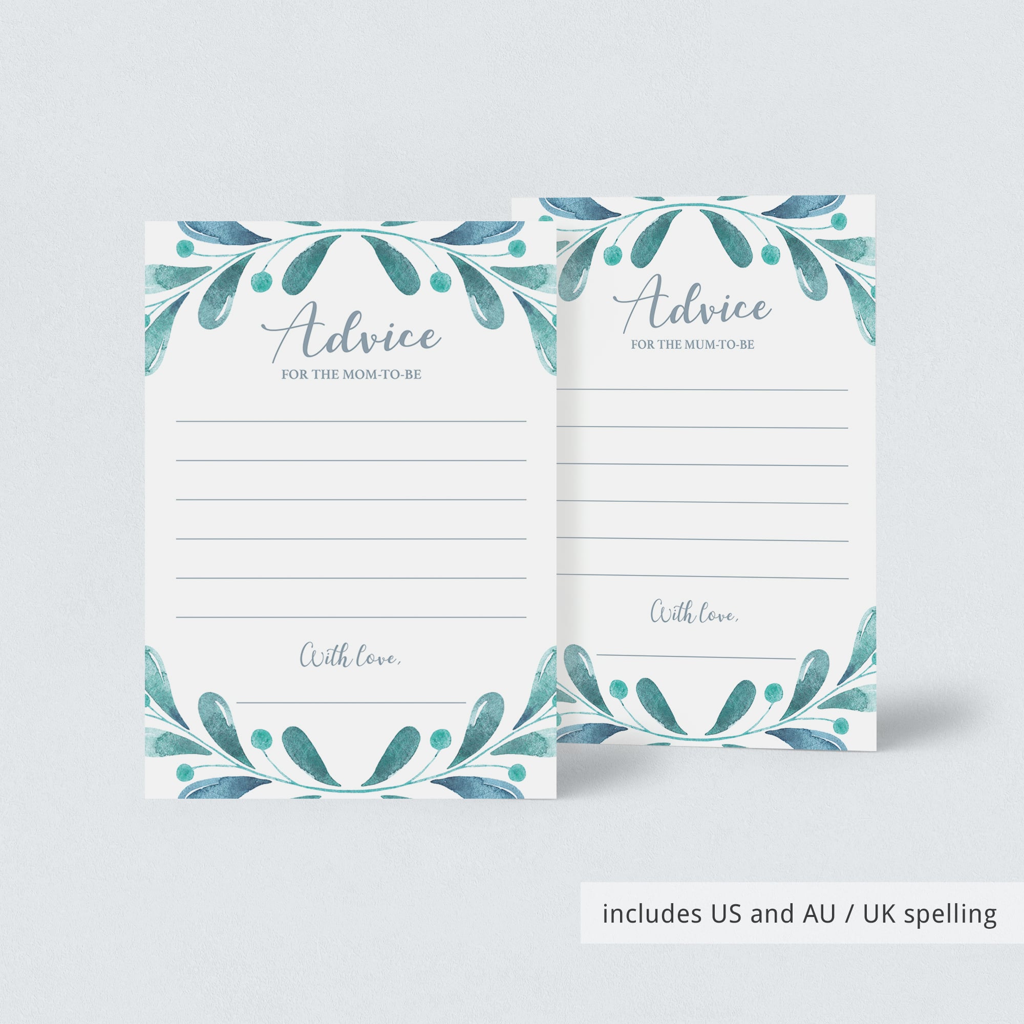 Blue watercolor advice card for new mom by LittleSizzle