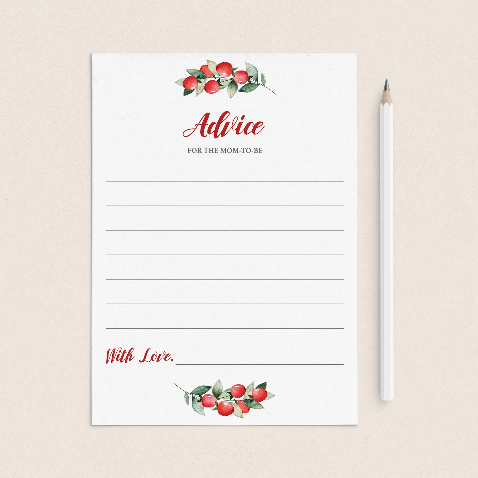 Holiday Baby Shower Advice Cards Printable by LittleSizzle