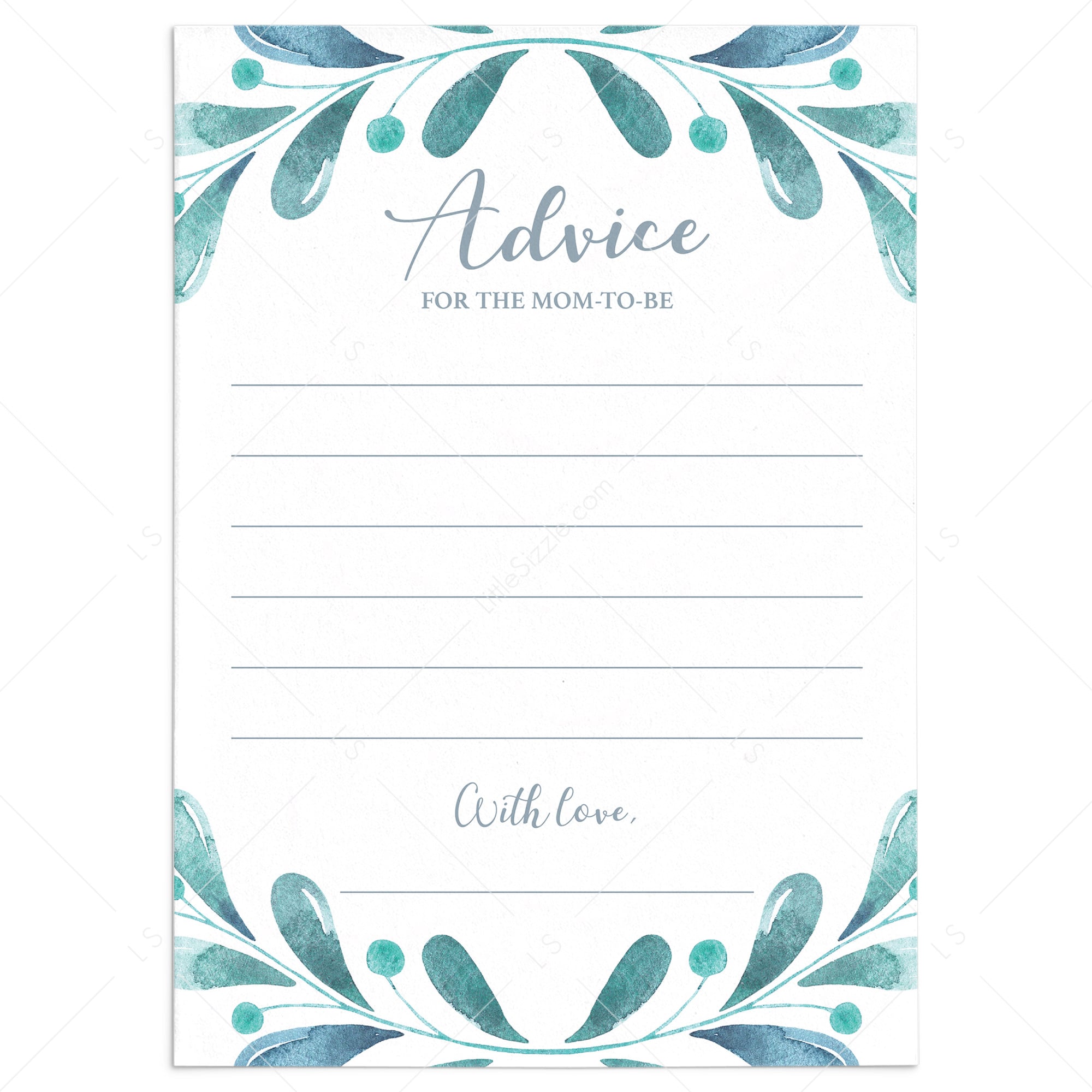 Advice card for new moms printable winter theme baby shower by LittleSizzle