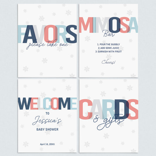 Printable Winter Baby Shower Decor with Snowflakes by LittleSizzle