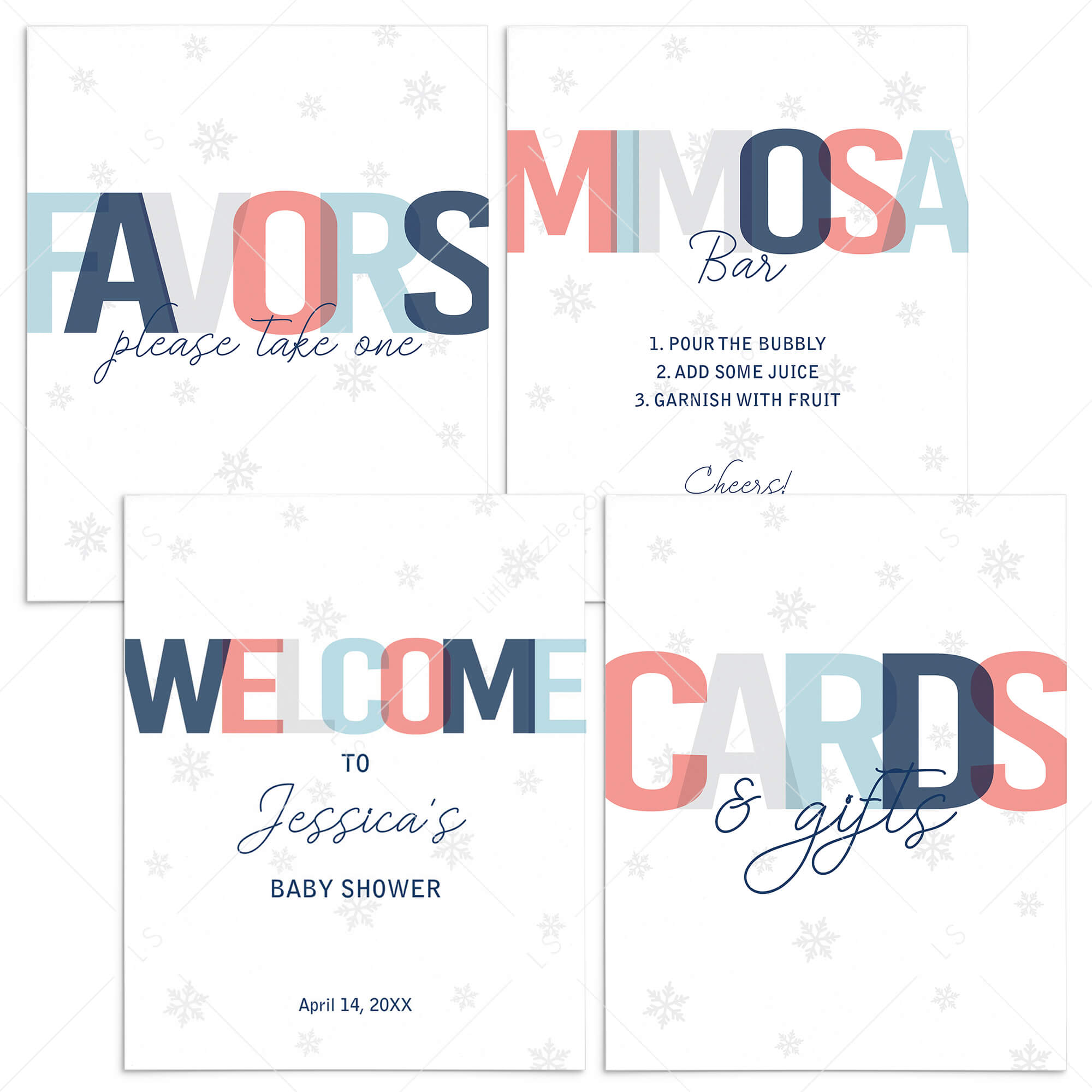 Printable Winter Baby Shower Decor with Snowflakes by LittleSizzle