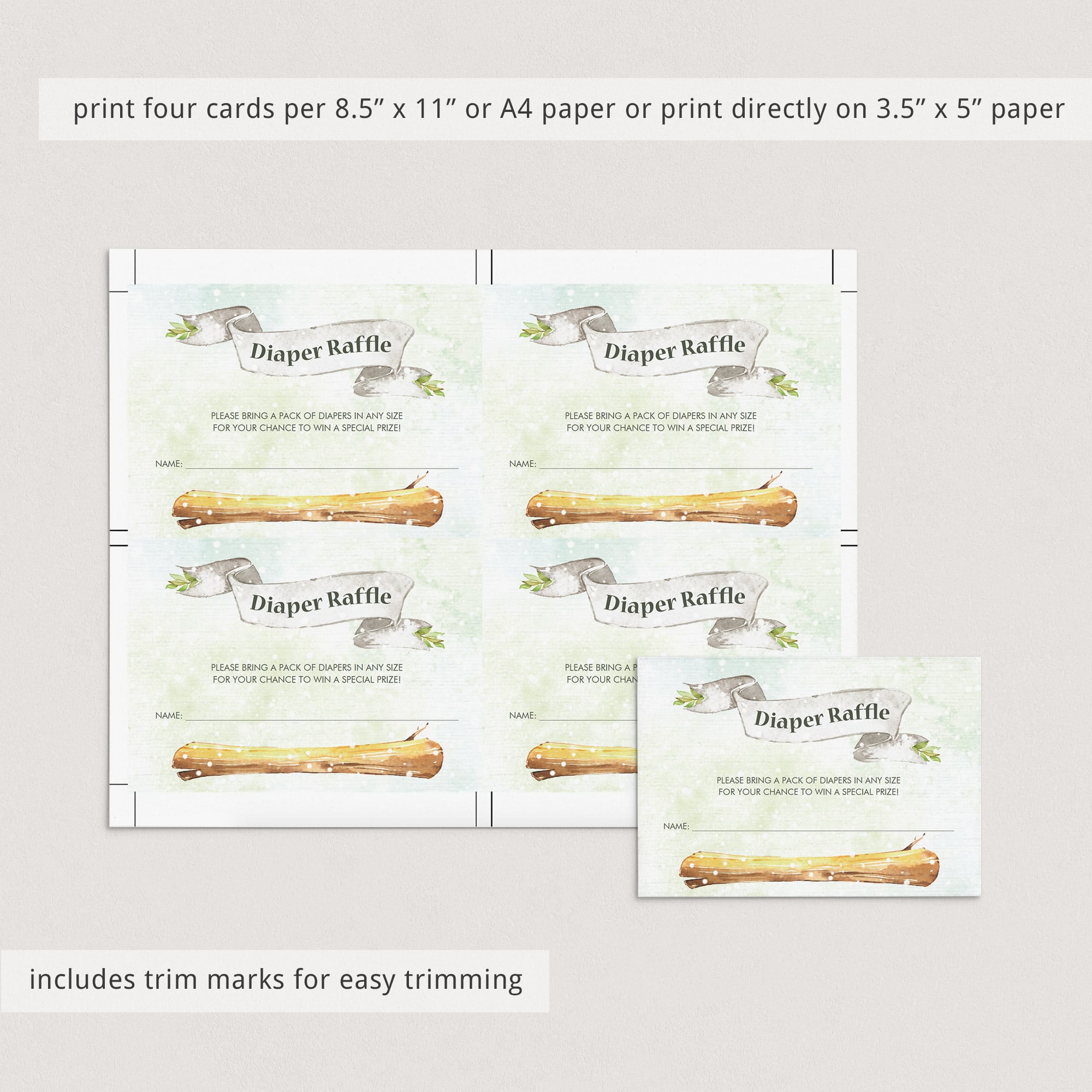 Editable diaper raffle tickets instant download winter theme by LittleSizzle