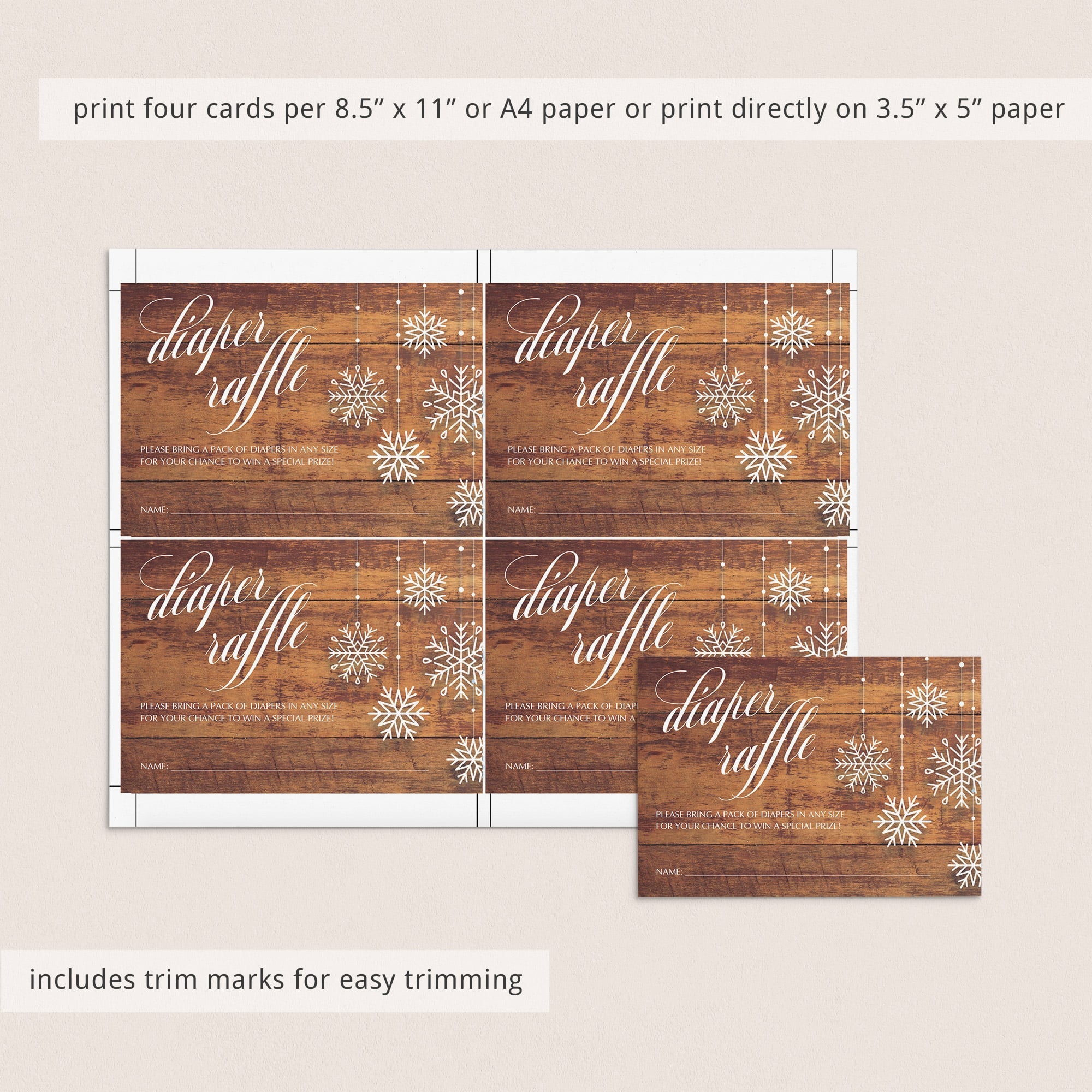 Download winter baby shower game cards diaper raffle by LittleSizzle