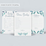 Huge Baby Shower Games Package with Watercolor Leaves