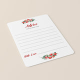Winter Bridal Shower Advice Cards Red and Green