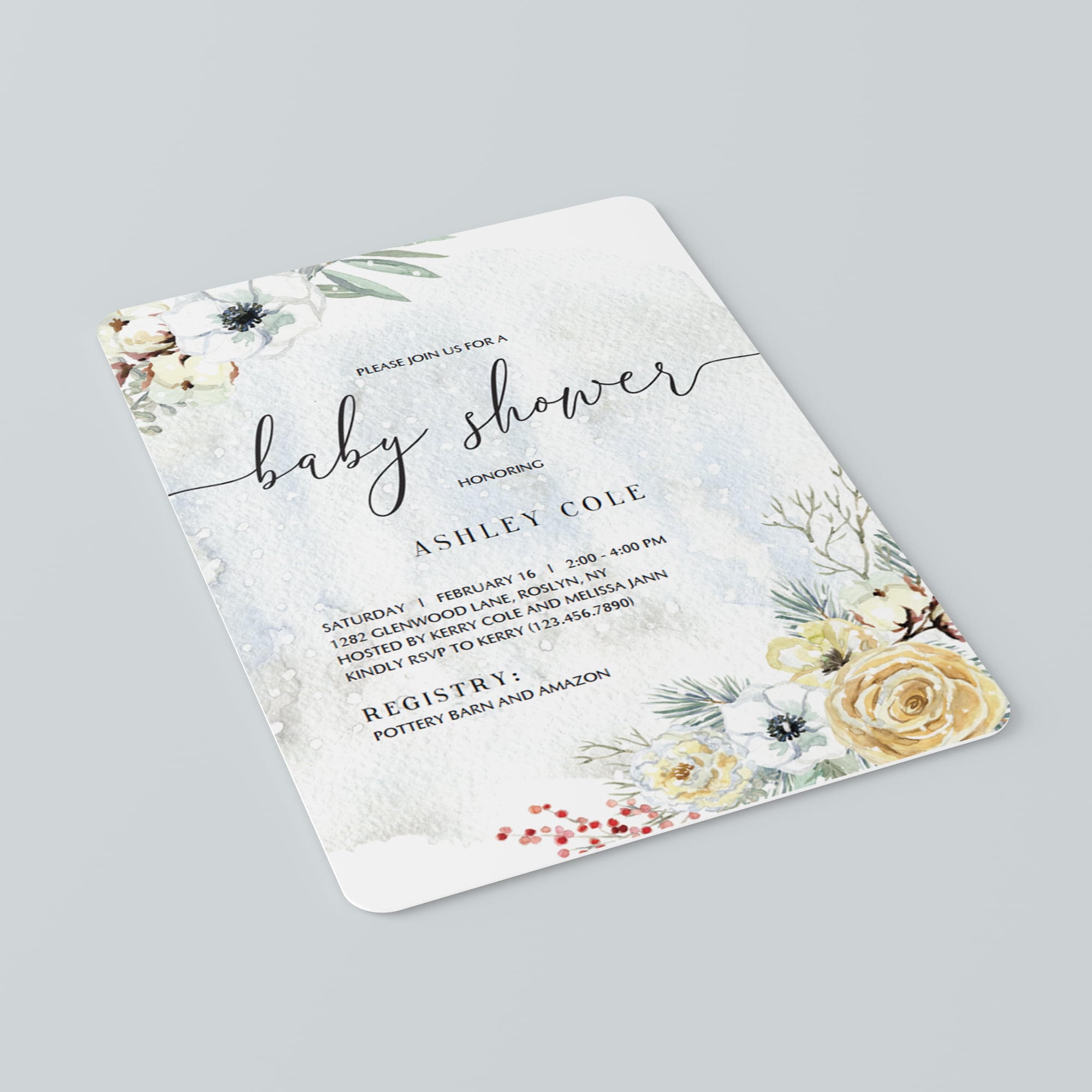 Digital baby shower invitation template winter theme by LittleSizzle