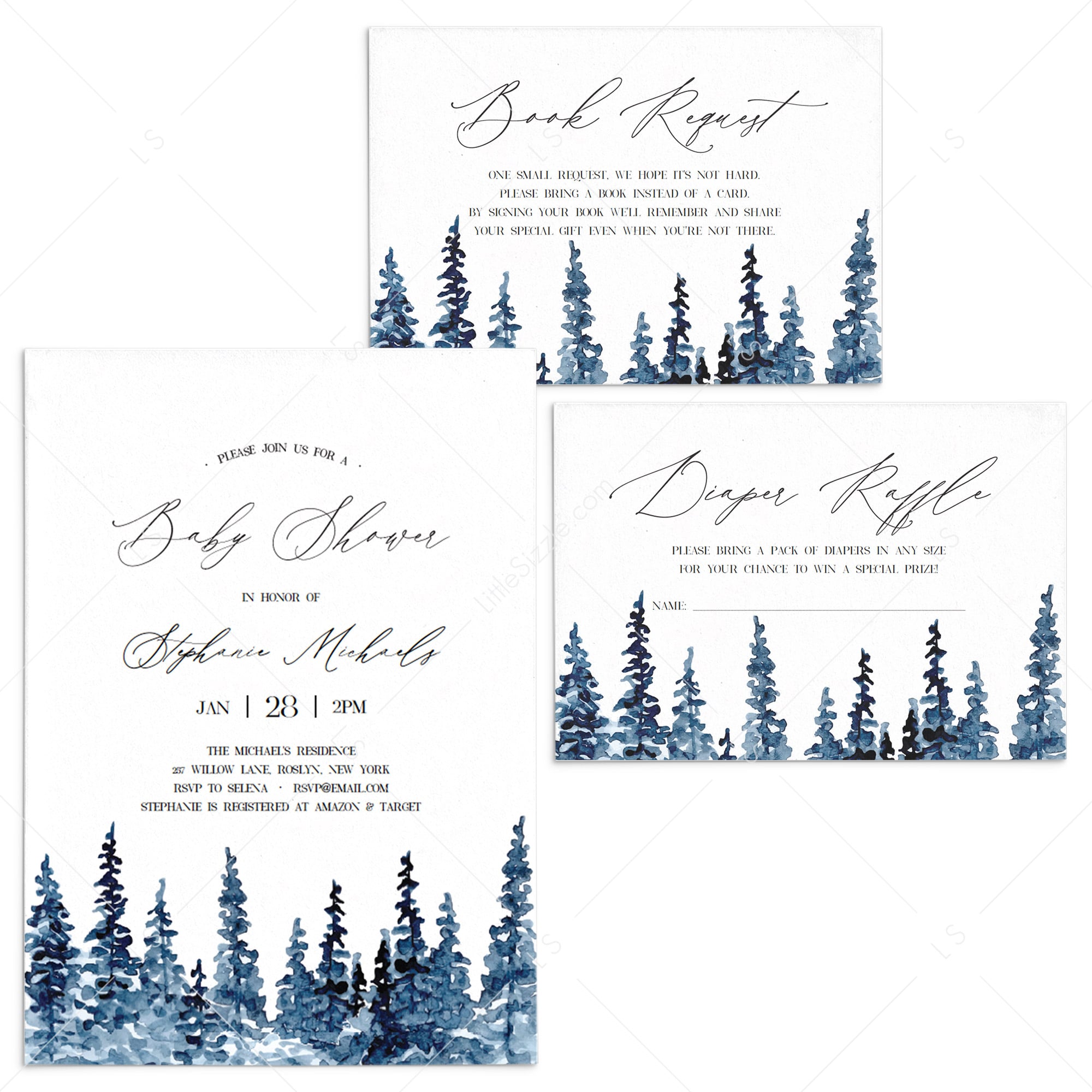 Winter Forest Baby Shower Invitation Set DIY by LittleSizzle