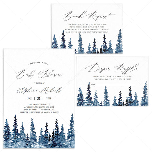 Winter Forest Baby Shower Invitation Set DIY by LittleSizzle