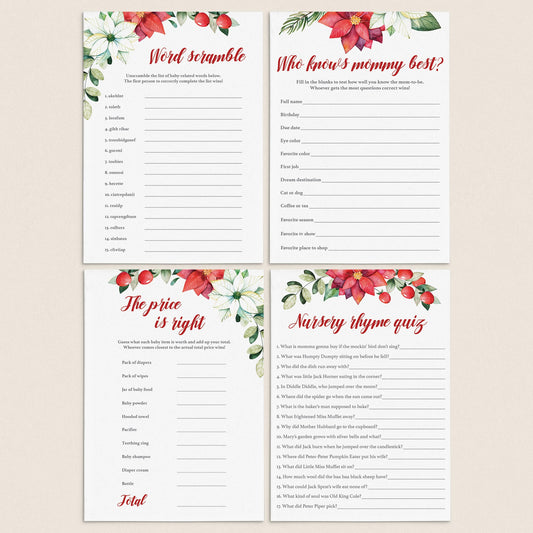 Winter Floral Baby Shower Games Bundle Instant Download by LittleSizzle