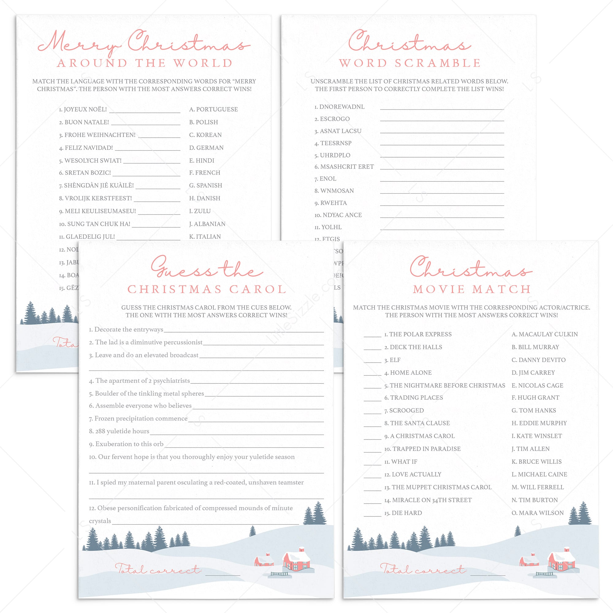 Winter Christmas Game Bundle Printable by LittleSizzle
