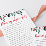 Winter Holly Baby Shower Game Nursery Rhyme Quiz