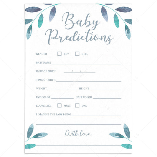 Winter baby predictions baby shower game printable by LittleSizzle