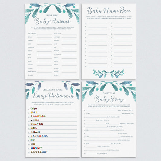 Botanical Baby Shower Games Bundle of 4 by LittleSizzle