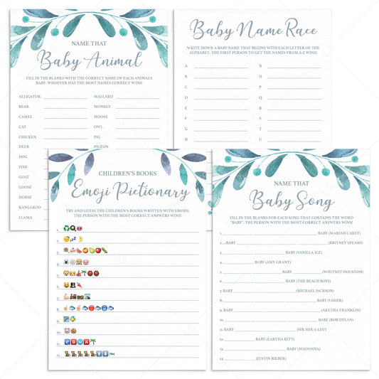 Botanical Baby Shower Games Bundle of 4 by LittleSizzle