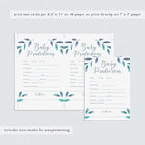 Blue and Silver Baby Shower Games Bundle Winter Theme