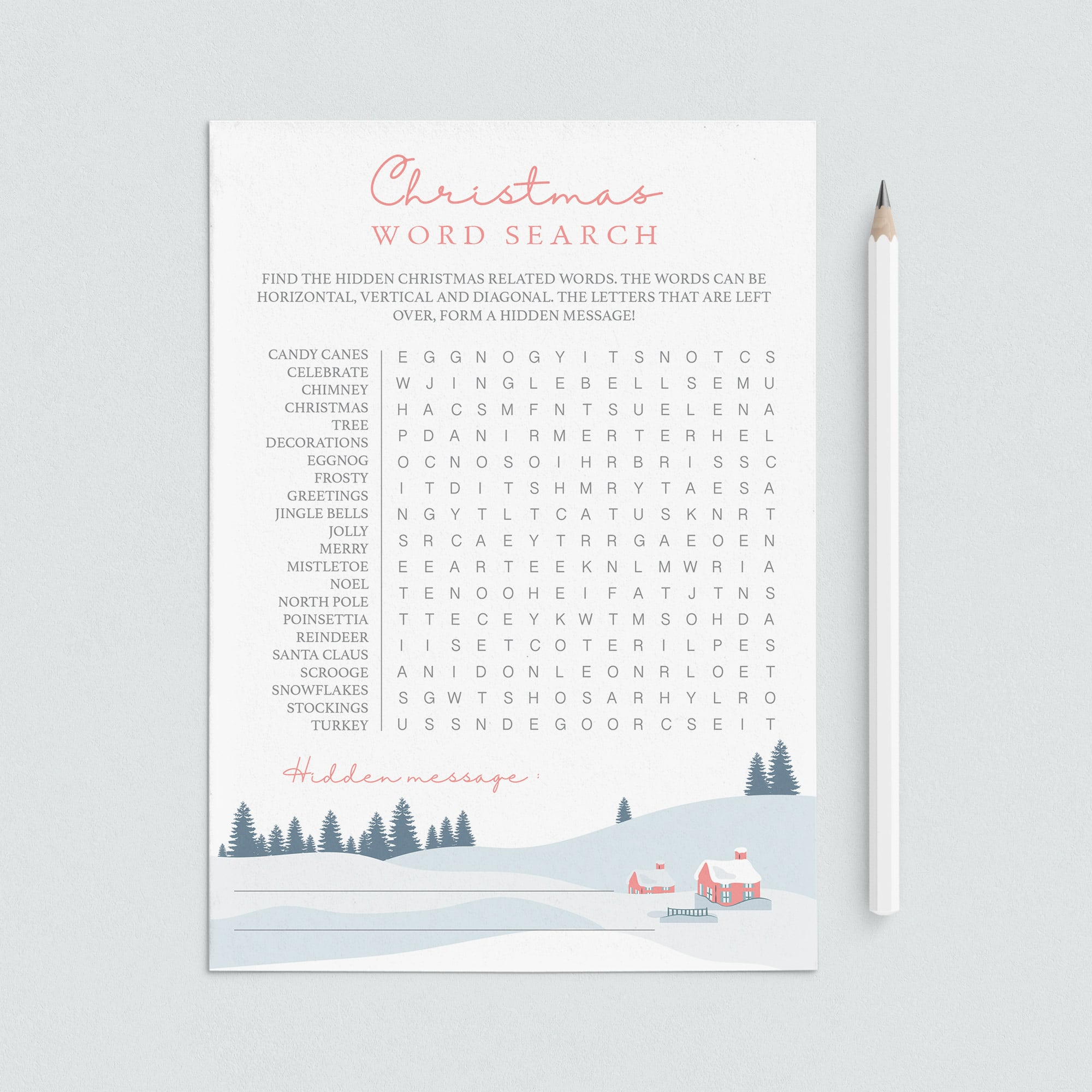 Printable Christmas Word Search for Kids and Adults by LittleSizzle