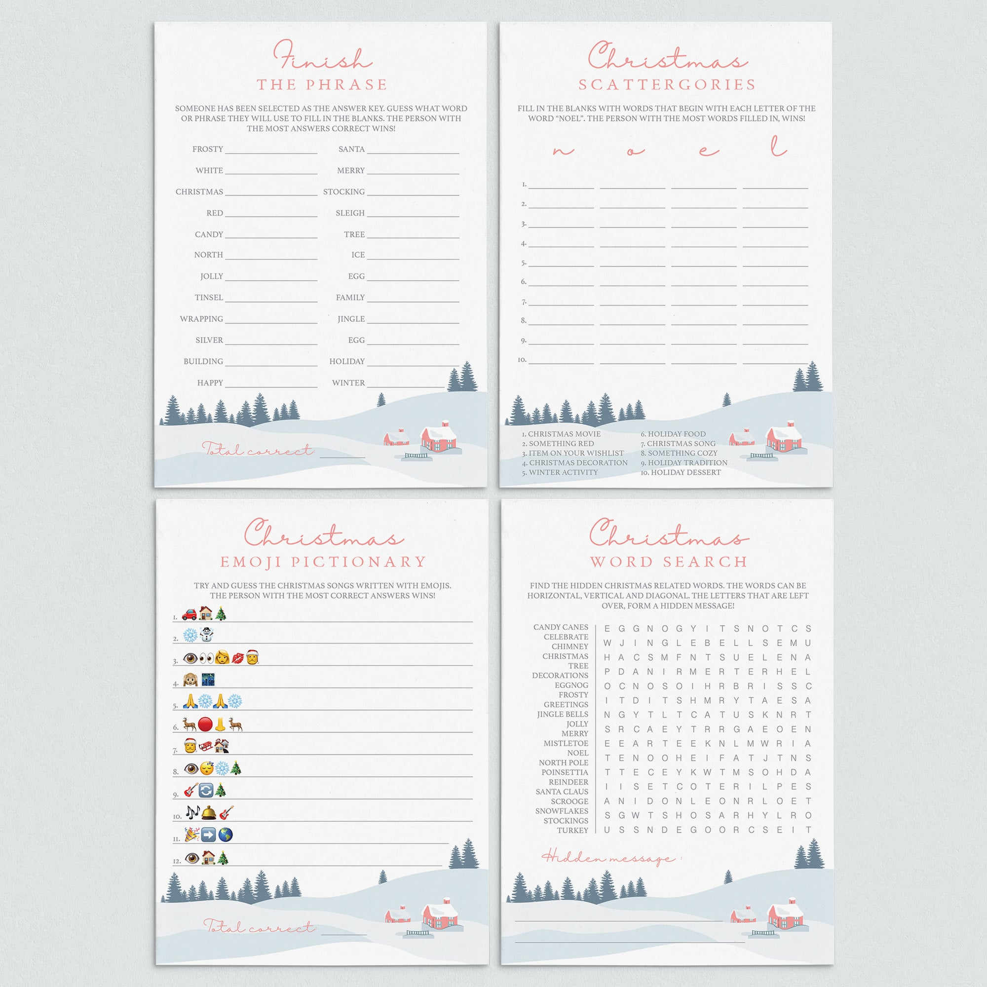 Holiday Game Bundle of 4 Printable by LittleSizzle