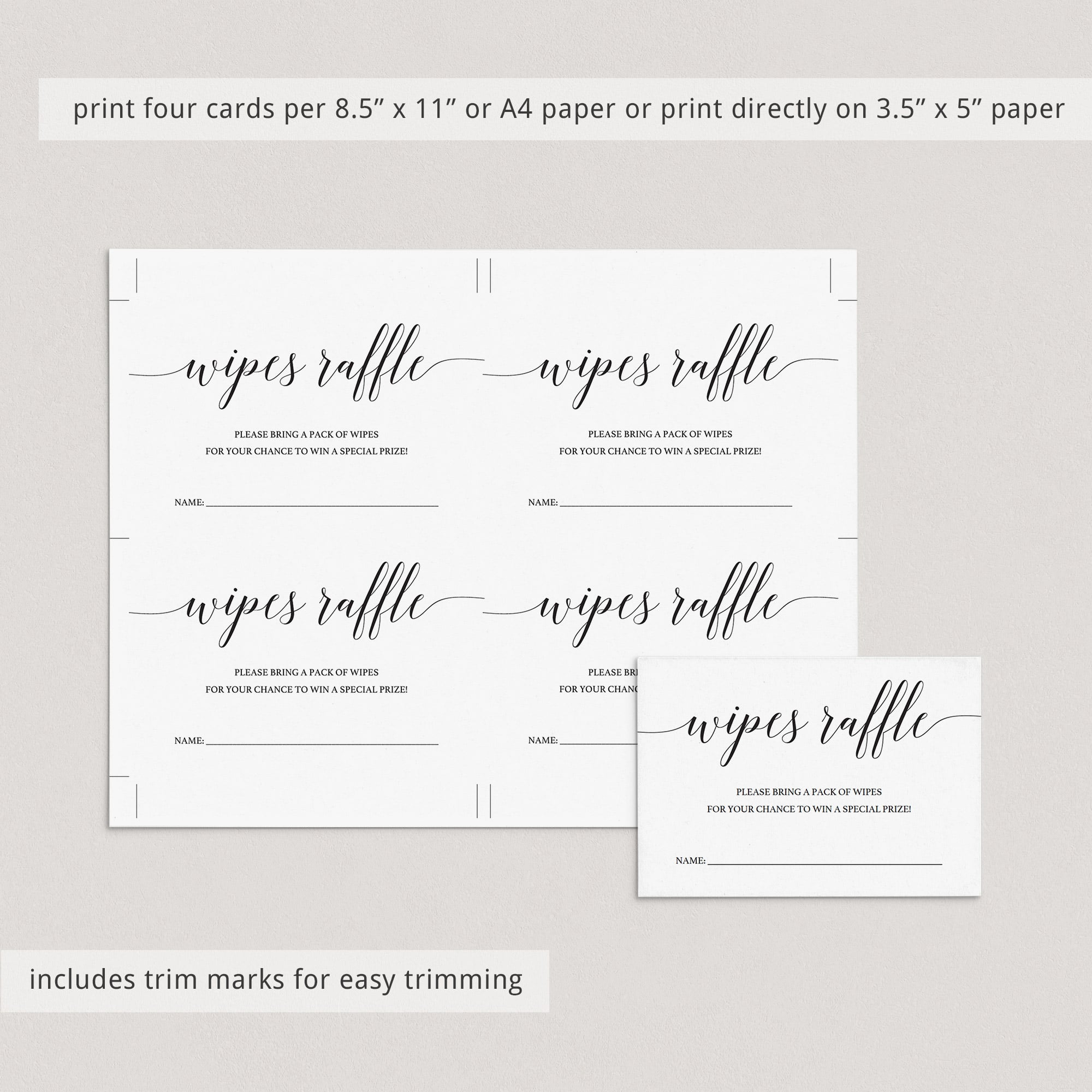 Baby shower wipes raffle cards by LittleSizzle