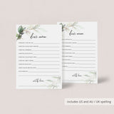 Greenery and Gold Mother's Day Wish Cards Printable