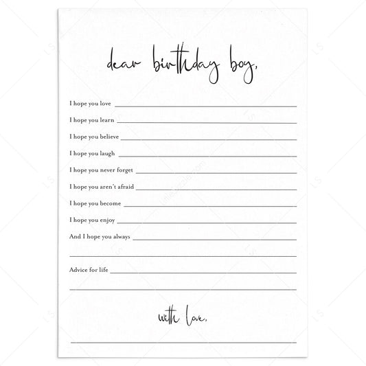 Wishes For The Birthday Boy Cards Printable by LittleSizzle