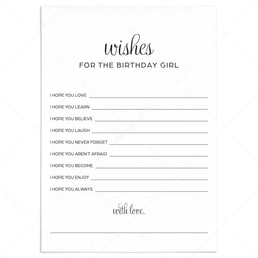 Elegant Women's Birthday Party Wishes Cards Printable by LittleSizzle