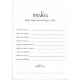 Elegant Women's Birthday Party Wishes Cards Printable by LittleSizzle