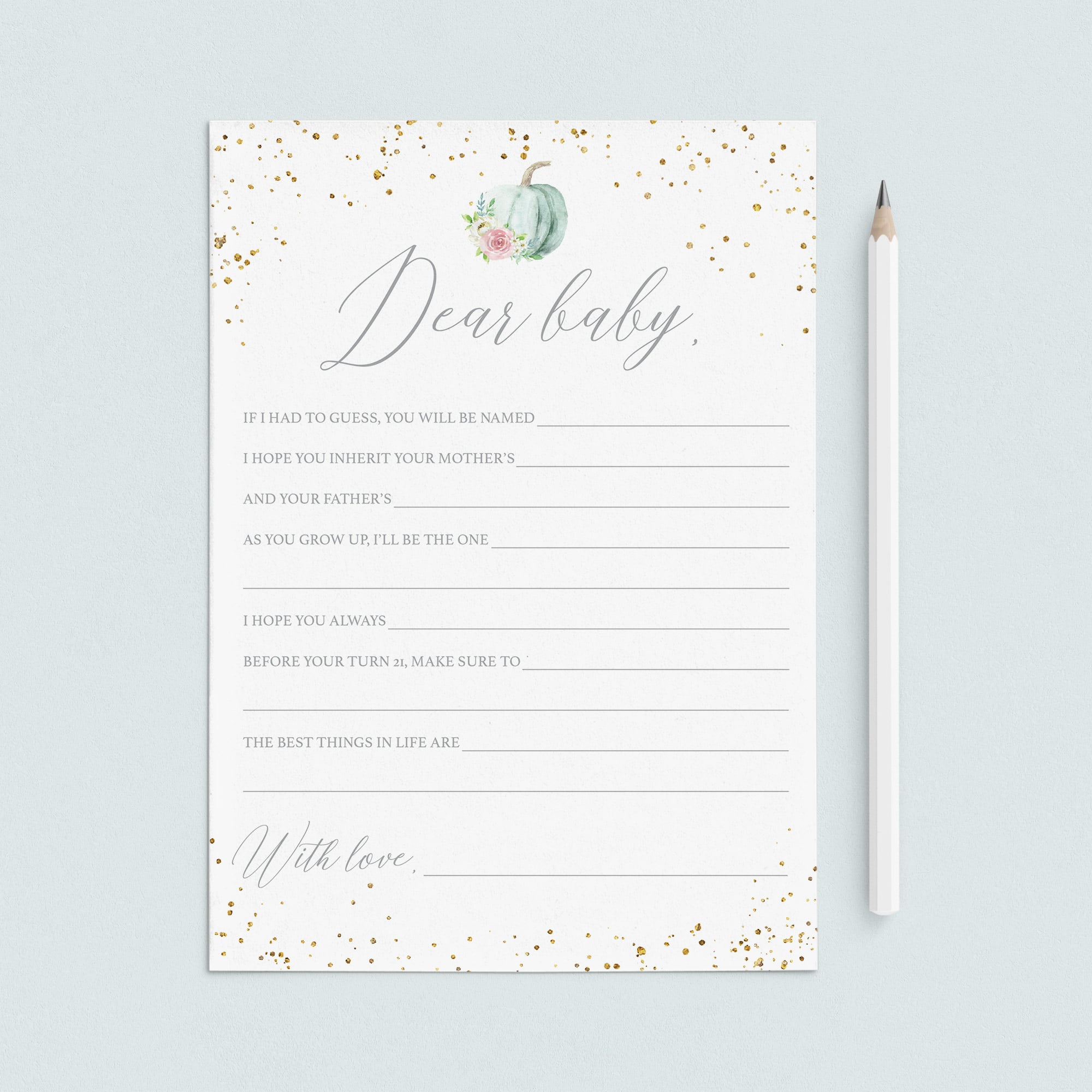 Dear Baby Cards for Pumpkin Baby Shower by LittleSizzle