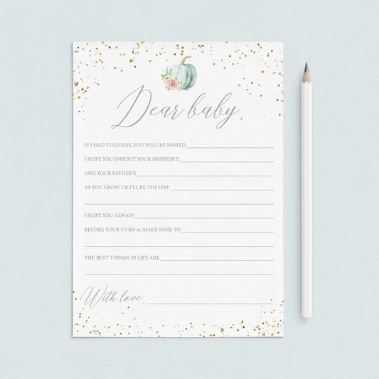 Dear Baby Cards for Pumpkin Baby Shower by LittleSizzle