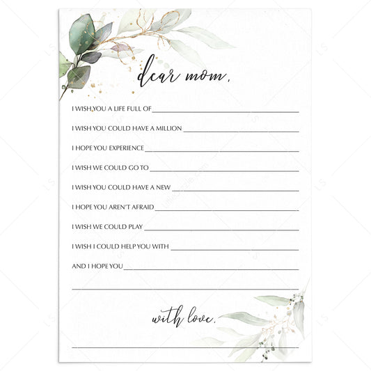 Greenery and Gold Mother's Day Wish Cards Printable by LittleSizzle