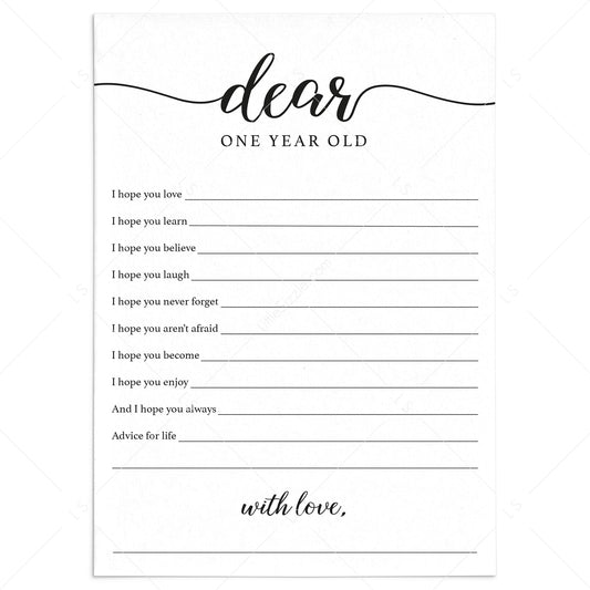 First Birthday Wishes and Advice Card Printable by LittleSizzle