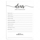 First Birthday Wishes and Advice Card Printable by LittleSizzle