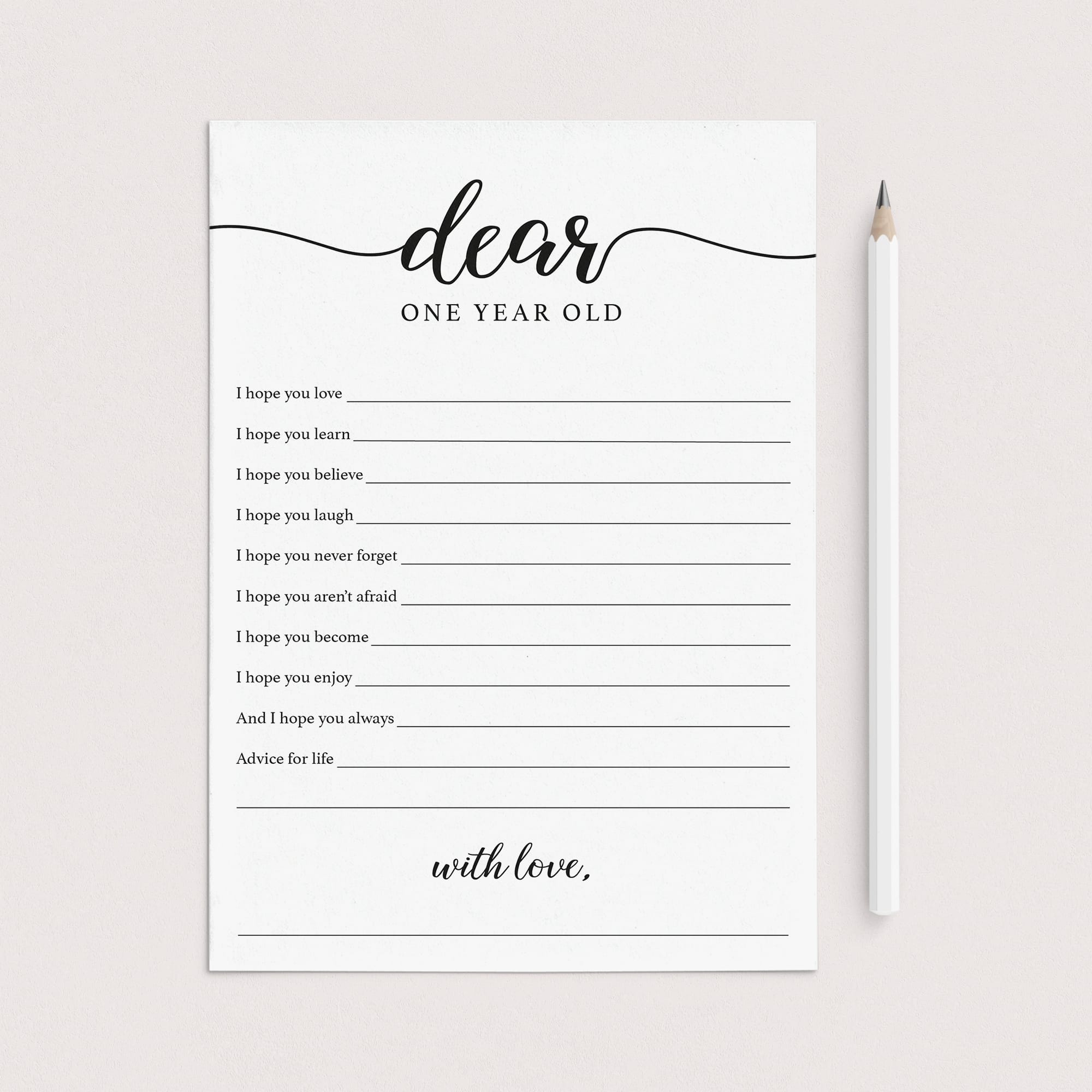 First Birthday Wishes and Advice Card Printable by LittleSizzle