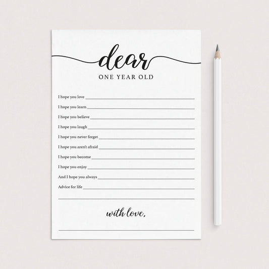 First Birthday Wishes and Advice Card Printable by LittleSizzle