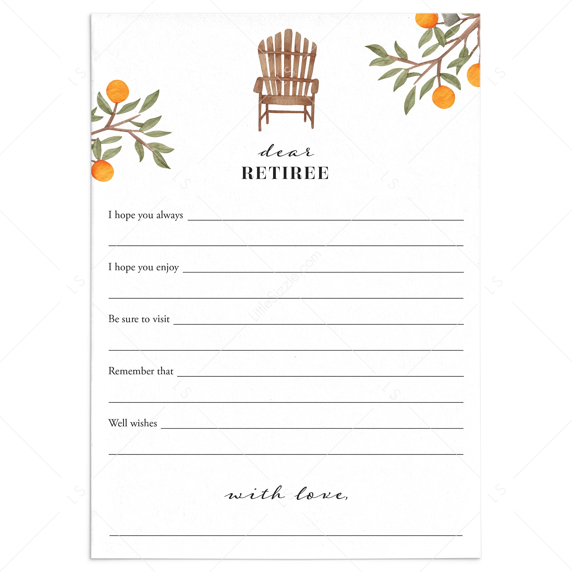 Dear Retiree Card Printable Retirement Wishes by LittleSizzle
