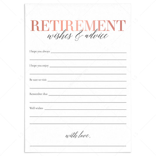 Women's Retirement Wishes and Advice Cards Printable by LittleSizzle